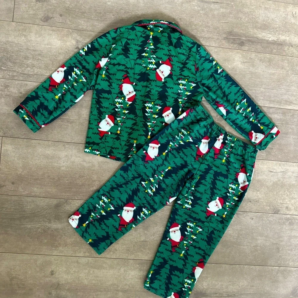 Carter’s 3T Toddler Boy Santa Pajamas Set Flannel GUC Bin KK